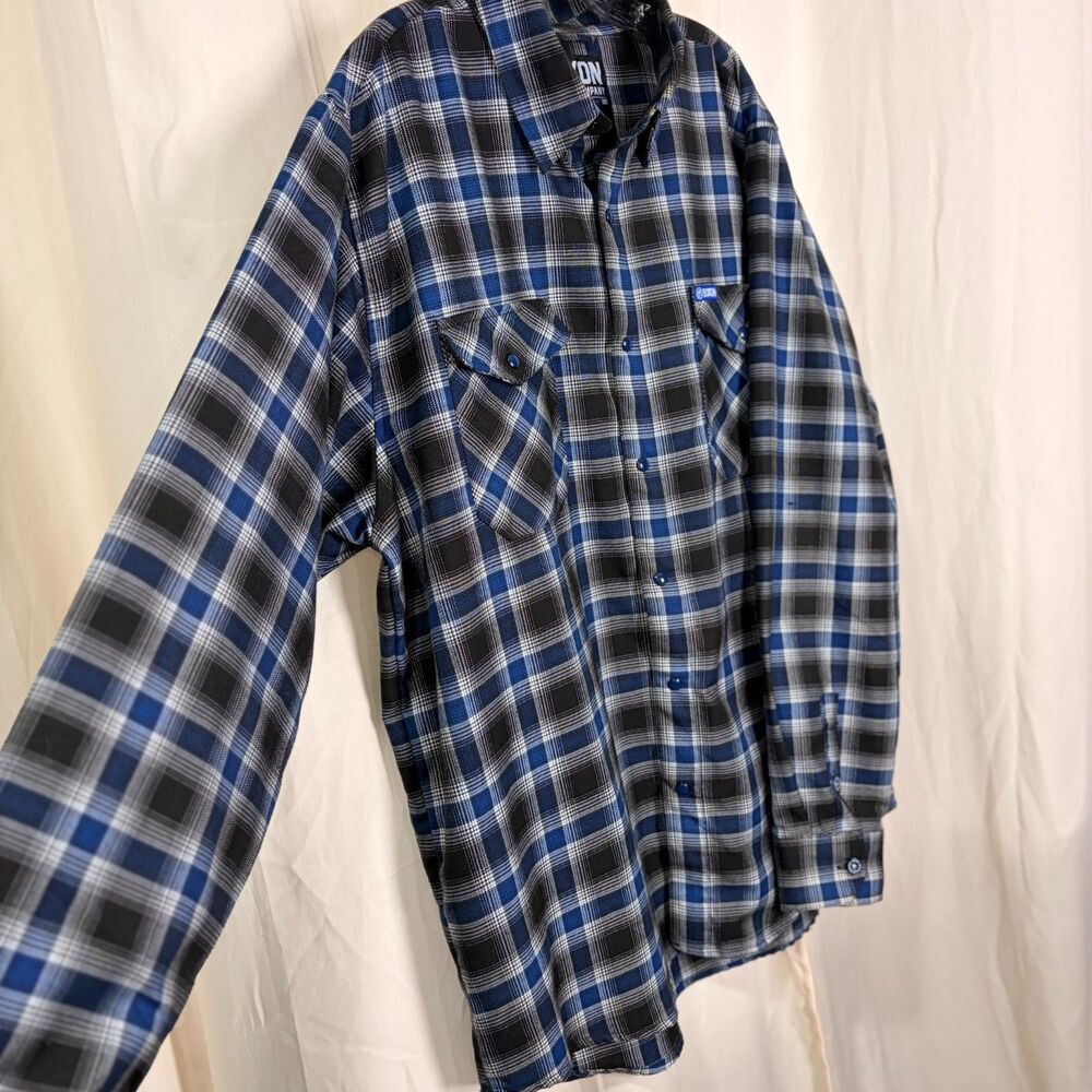 Dixxon Performance Machine Flannel Shirt Mens 2XL Blue Black Plaid D-Tech Snap